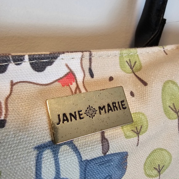 Jane‎ Marie Farm Animal Barn Print Tote Top Handle Bag Purse - Picture 12 of 12